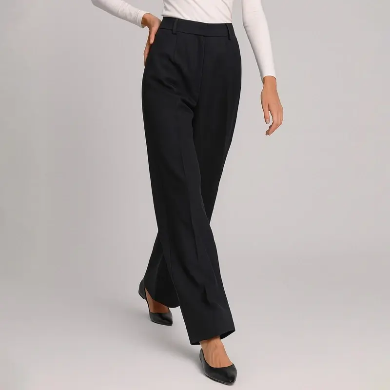 شلوار کرپ آزاد زنانه گره استایل مدل P-130 رنگ مشکی