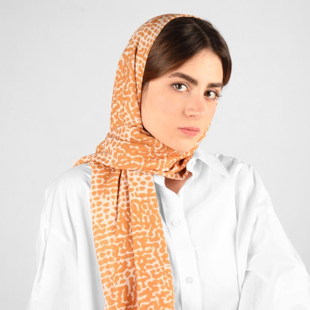 شال پنبه زنانه طرح دایره های ناهماهنگ