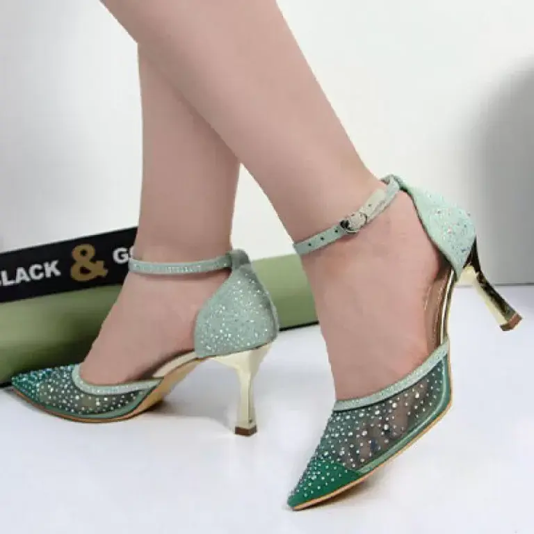 کفش پاشنه بلند توری زنانه کد f6